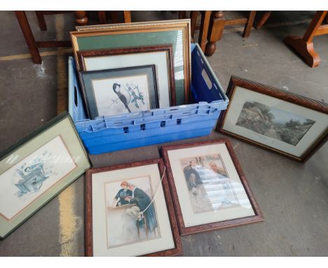 Box of mixed vintage prints etc 