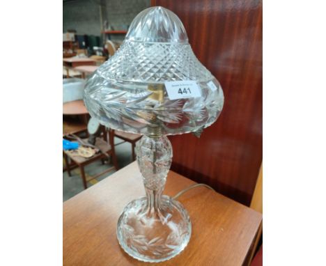 Crystal table lamp with glass shade 