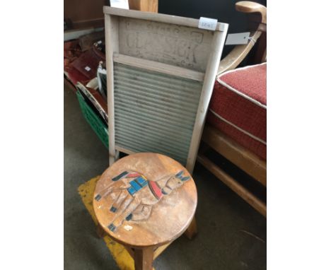 Vintage classick washboard together with stool 