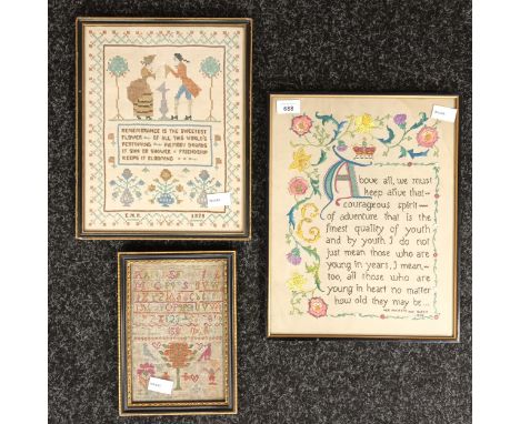 A lot of framed samplers and tapestry work[40x32cm] 