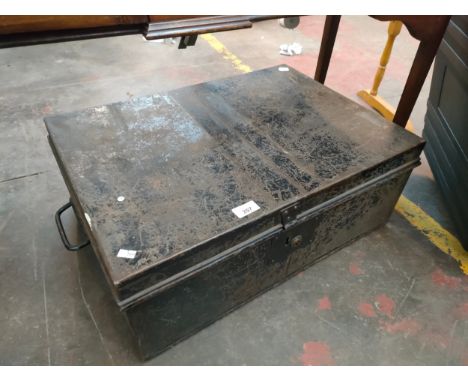 Vintage metal travel trunk 