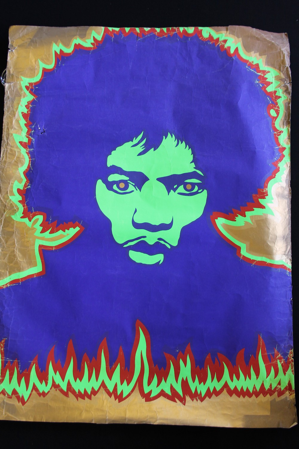 JIMI HENDRIX POSTER - rare and original black light Hendrix 