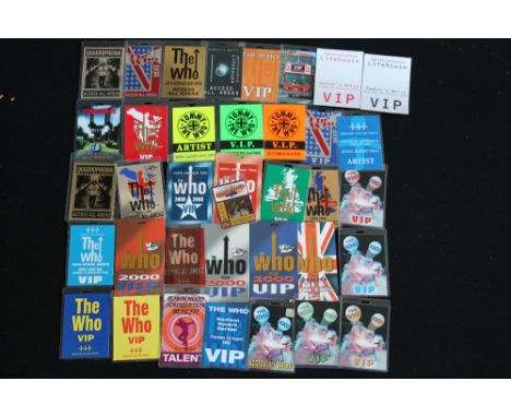 THE WHO - a collection of thirty-five laminates to include a rare The Who laminate from The Joint - Hard Rock Hotel June 28, 