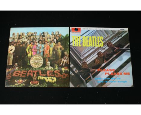 THE BEATLES - 2 UK issues of Sgt. Pepper's Lonely Hearts Club Band and Please Please Me. Sgt. Pepper's is a UK 1st Stereo pre