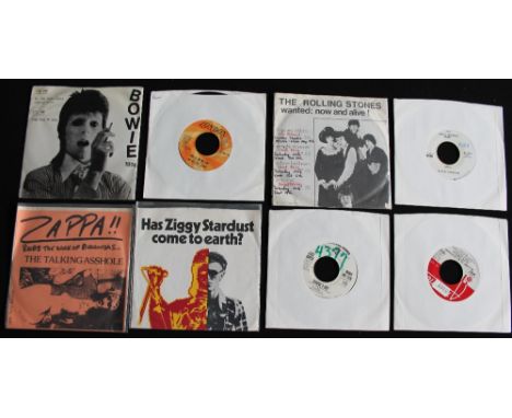 CLASSIC ROCK - Collection of 8 x hard to find promos and private pressing 7" singles. To include David Bowie 1974 white label