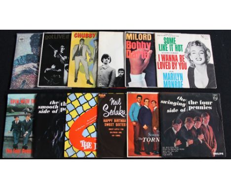 60s EP's - Great selection of 12 x original 7" EP's. To include sides by Bob Dylan (S/T EP 6051), Rolling Stones (DFE 8620), 