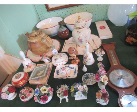 A large quantity of various china, to include: Aynsley flower ornaments, two large Wedgwood bowls, a Country Artist's Tawny O