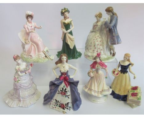 A collection of seven Royal Worcester figurines, to include: Grand Hotel, Noelle, Street Sellers and other related figurines.