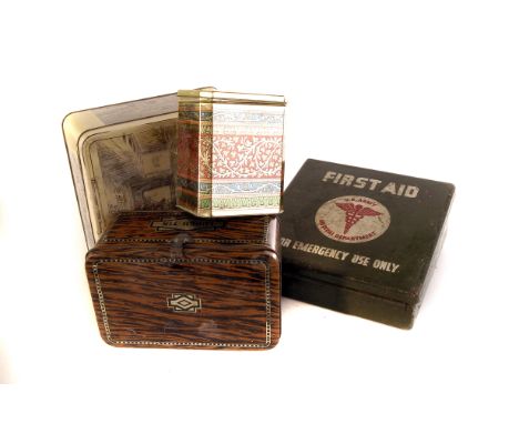A US Army Medical Department First Aid tin, with original label to inside, together with a large selection of other various t