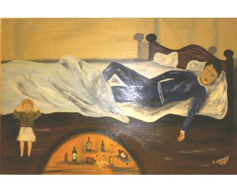 R Barasly, two oil on canvas, one entitled 'Daddy Has Gone', both signed and dated 1987 (2)