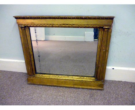 A decorative gilt framed mirror, the central rectangular mirror by an architectural column design frame, approx 64cm W