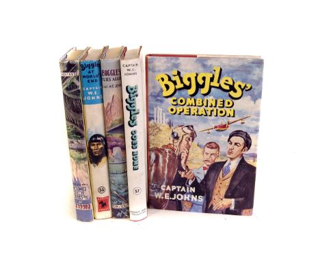 Books: A group of five Biggles books,  including two possible First Editions printed by Hodder & Stoughton, 'Biggles' Combine