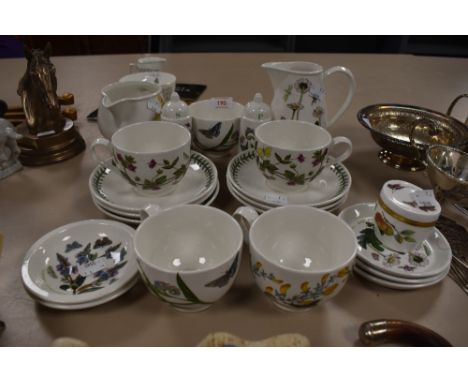 A collection of Portmeirion cups,plates jugs and saucers and a Royal Worcester trinket pot.