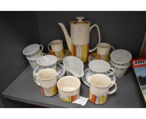A partial tea service by Price Kensington in a 60's design and similar pressed glass tea cups