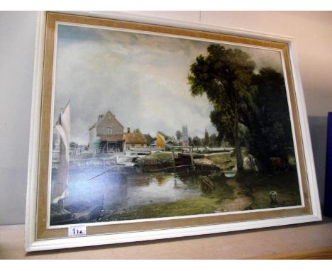 A vintage print on board of 'The Mill at Dedham' by John Constable 79cm x 58cm COLLECT ONLY
