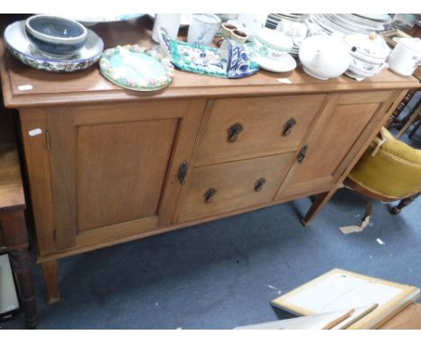 A REGENCY MAHOGANY WASHSTAND fitted a drawer and lift-up top flap concealing the basin, a Pembroke table and a 1920's sideboa