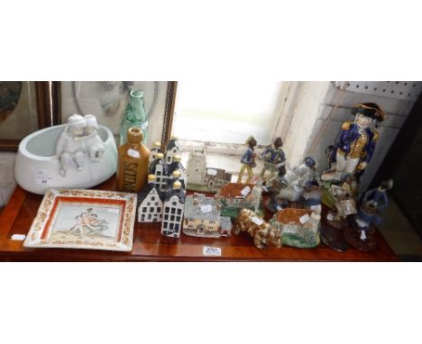 A CONTINENTAL CERAMIC JARDINIERE decorated with Dutch children, a collection of Bols "KLM" Dutch houses and similar ceramics