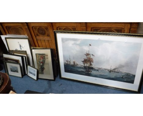 JAMES CARTER AFTER G CHAMBERS: 'The Port of Liverpool', engraving and a further collection of prints