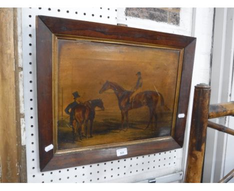 AN EARLY 19TH CENTURY RACING PRINT, over varnished, in a rosewood frame