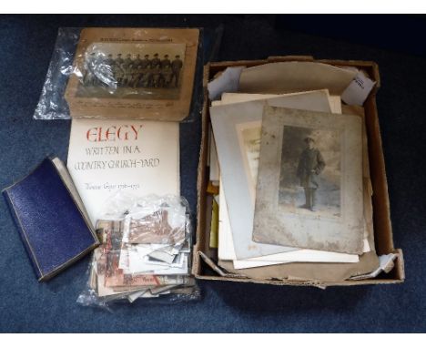 A COLLECTION OF EPHEMERA to include 1940s army photos, Vintage photos and photographic postcards