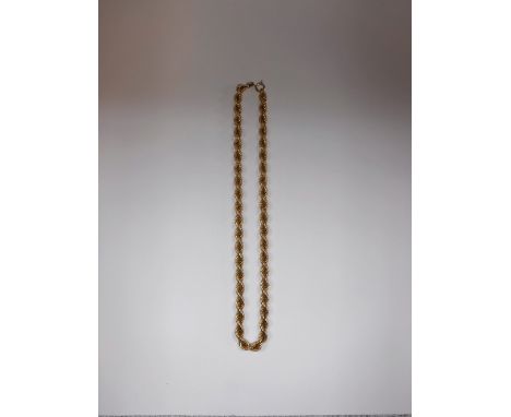 A 9CT YELLOW GOLD ROPE-TWIST NECKLACE, approx. 17gms
