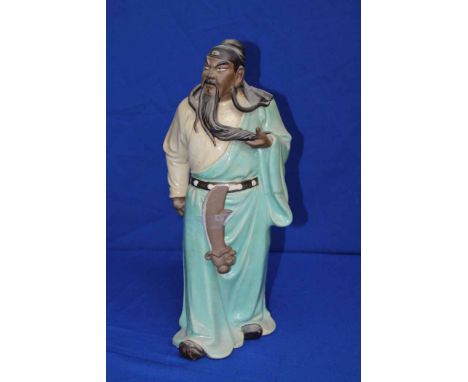 LARGE CHINESE CERAMIC FIGURE OF A SWORDSMAN