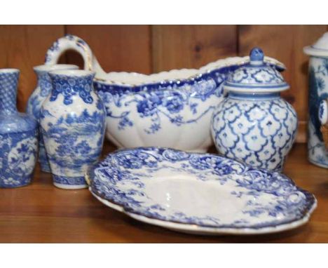 SELECTION OF 19TH CENTURY ENGLISH BLUE AND WHITE CHINA 
including copeland spode italian gardens soup bowl with lid and sauce