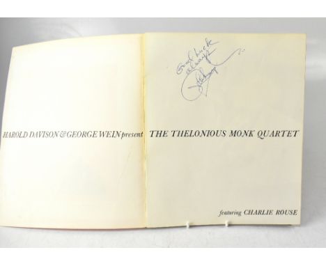 THE THELONIOUS MONK QUARTET; a souvenir programme bearing several signatures, including Thelonious Monk, Ben Riley, Larry Gay