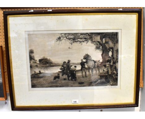 ROBERT WALKER MACBETH (1848-1910); a signed etching, 'The Cast Shoe', signed in pencil to the margin, 40 x 56cm, framed and g