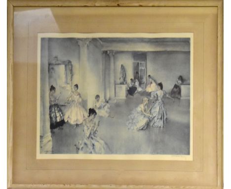 AFTER WILLIAM RUSSELL FLINT; a signed limited edition print, interior scene with various figures, signed in pencil to the mar