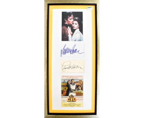 EL CID; a framed montage comprising a small advertising slip for the film, with a colour photograph of the two main character
