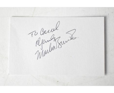 MARLON BRANDO; a card bearing the star's signature.We have not authenticated this signature, please satisfy yourself as to th