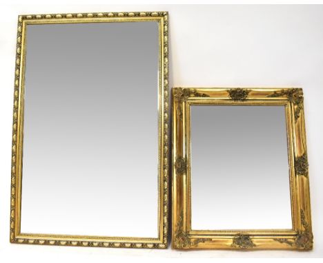 A modern gilt framed rectangular wall mirror, 91 x 62cm and a contemporary gilded frame wall mirror, 63 x 52cm (2).