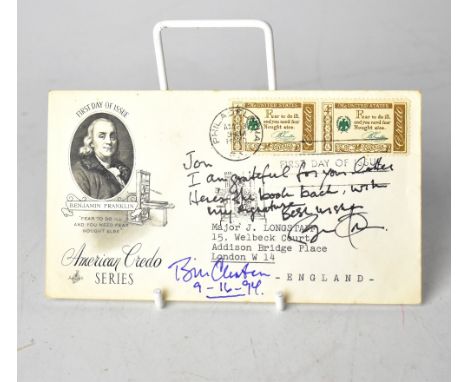 AMERICAN PRESIDENTS; a first day cover bearing twin signatures of Bill Clinton and Barrack Obama.We have not authenticated th