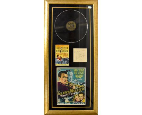 GLENN MILLER 'ROMANCE INACHEVEE'; a framed montage comprising an advertising slip for the film, a further advertising slip fo