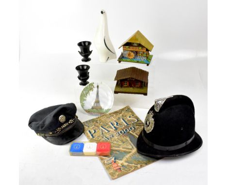 A French transport worker's cap with badge, for 'Regie Autonome des Transports Parisiens', no.14381, a Liverpool Police helme
