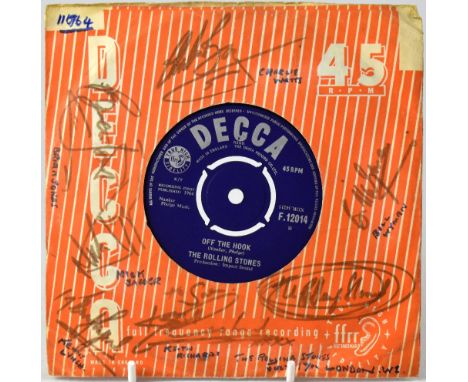 THE ROLLING STONES; a single 'Little Red Rooster/Off the Hook', bearing the signatures of the band members to the sleeve. We 