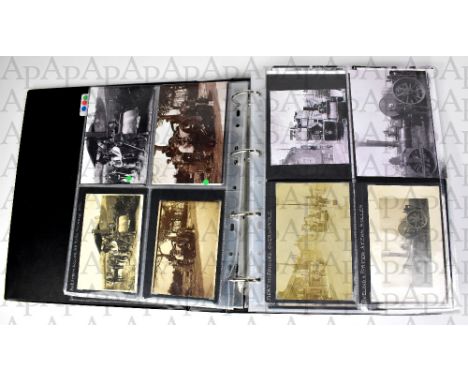 POSTCARD ALBUM; two albums of vintage postcards and photographic images, mostly steamrollers, to include road surfacing, work