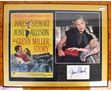 THE GLENN MILLER STORY; a framed montage comprising an advertising slip for the film, beside a colour photograph of June Alis