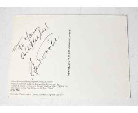 GERT FRÖBE; a postcard bearing the signature of the actor who played Goldfinger.We have not authenticated this signature, ple