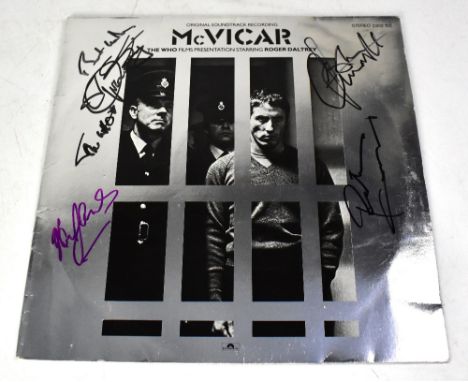 ROGER DALTREY; film soundtrack LP, 'McVicar', bearing the signatures of Roger Daltrey, Pete Townshend, John Entwistle, and al