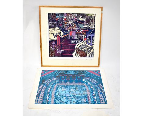 ANTHONY RATCLIFFE (British, 20th century); a colour print 'Harbour', limited edition no.7/9, signed and dated '90, 61 x 63cm,