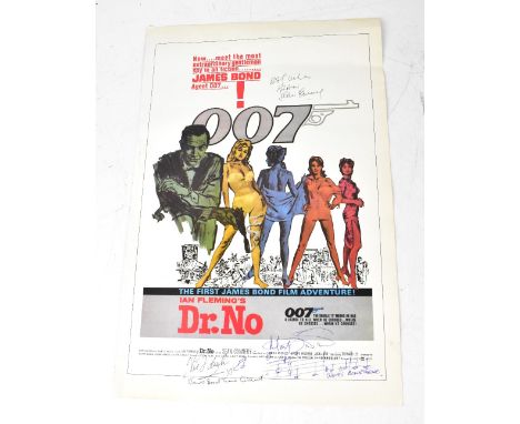 JAMES BOND; a film poster, 'Dr No', bearing the signatures of Sean Connery and Vic Flick (theme guitarist), also Monty Norman