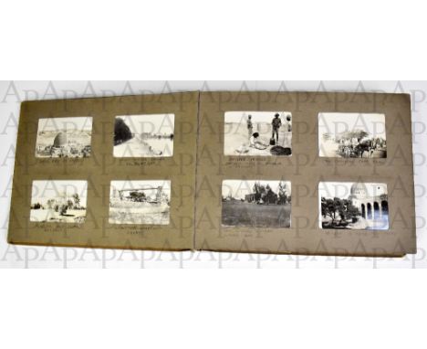 An album of small photographs circa 1920s showing areas around Cairo, Jerusalem, Ismalia, Jaffa, El Kantara, Egypt, Lemmingto
