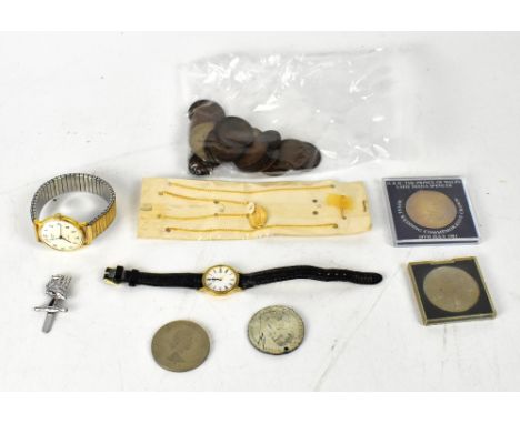 A gentlemen's vintage Rotary wristwatch, the silvered dial set with Arabic numerals on an expandable yellow metal bracelet st