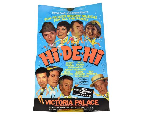 HI-DE-HI; a poster bearing the signatures of cast members, to include Ruth Madoc, Sue Pollard, Paul Shane etc, 52 x 32cm.We h