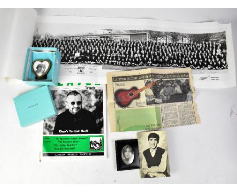 JOHN LENNON; a small quantity of ephemera relating to the star, comprising a reproduction black and white full school photogr