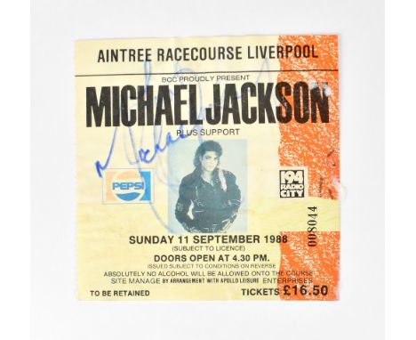 MICHAEL JACKSON; a ticket stub for the Bad Tour, 11th September 1988, bearing the star's signature.We have not authenticated 