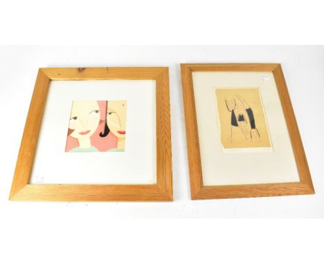 RACHEL MERRIMAN (born 1971); mixed media on paper '3 Weird Sisters', initialled 'RM' and dated 1994 lower right, approx 20.8 