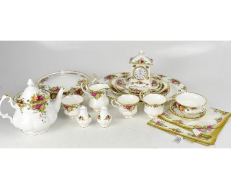 ROYAL ALBERT; a large quantity of 'Old Country Roses' pattern decorative, tea and dinner ware, to include teapot, coffee pot,
